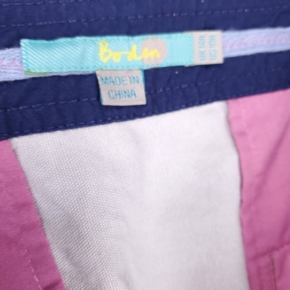 New BODEN  Anthropologie Tan Blue Purple Floral Cotton Skirt Size 10R - Picture 2 of 11